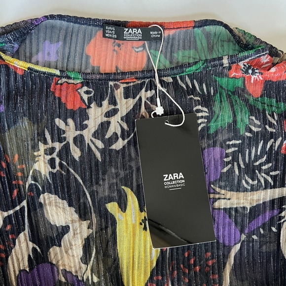 NWT Zara Collection Woman Basic Shimmer Floral Black Long Sleeve Dress S… - Picture 12 of 16